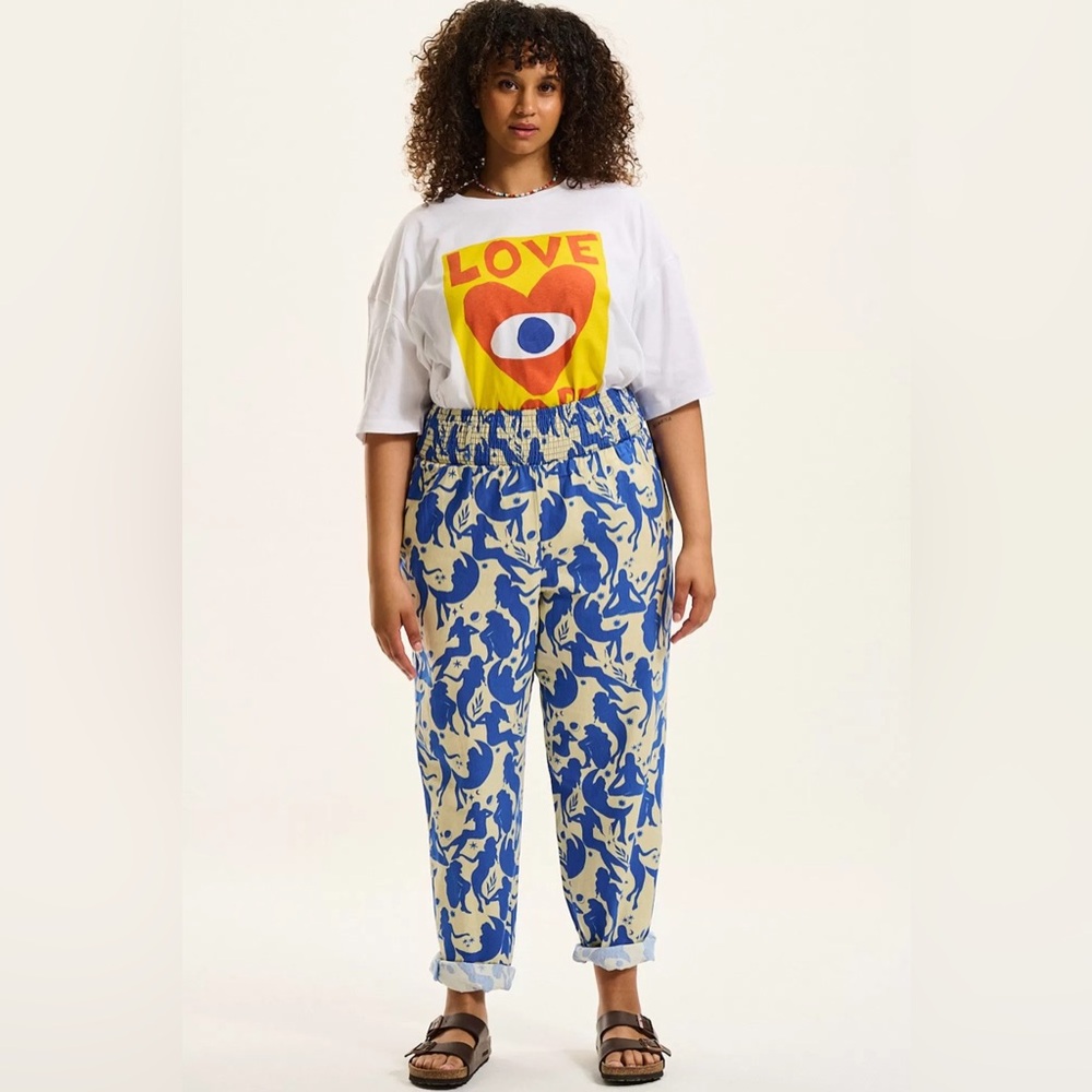Lucy & Yak Blue and Cream Patterned Trousers